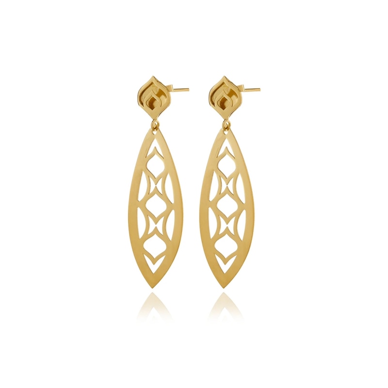 Thumbnail of Gold One Leaf Chandelier Line Earring image