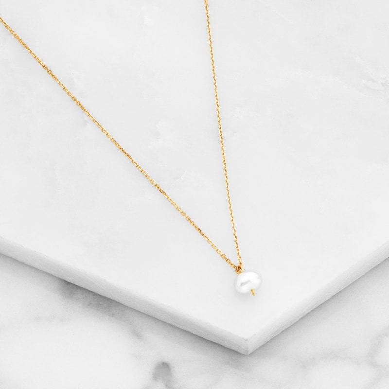 Thumbnail of Gold Single Pearl Pendant Necklace image