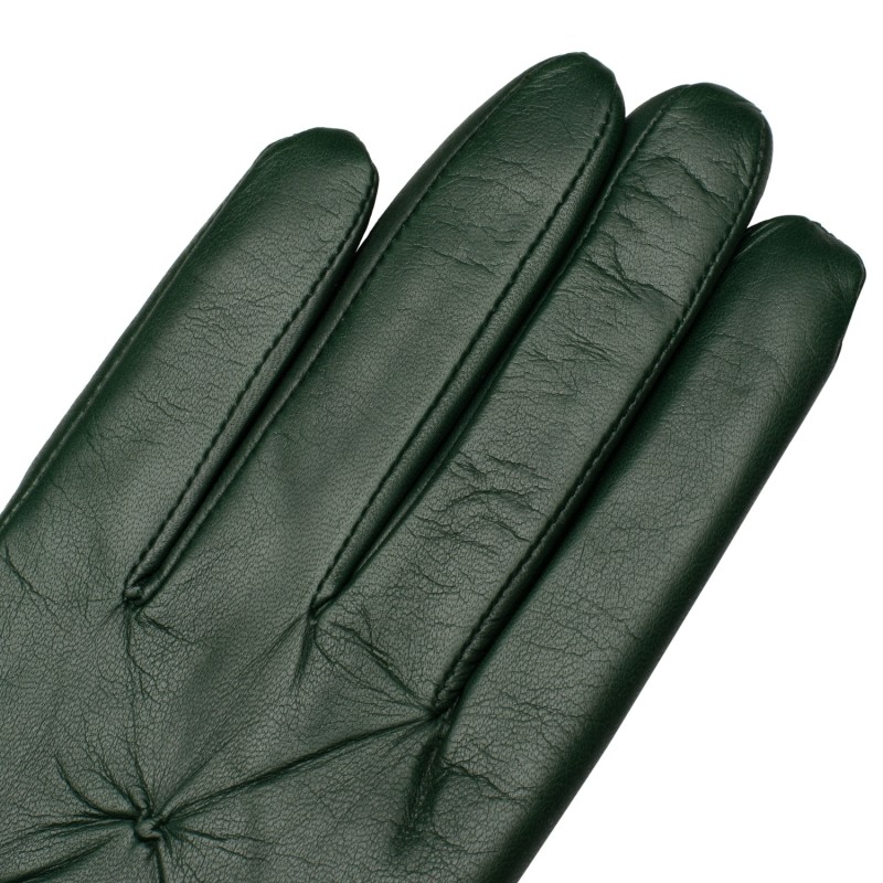 Dark green leather gloves outlet