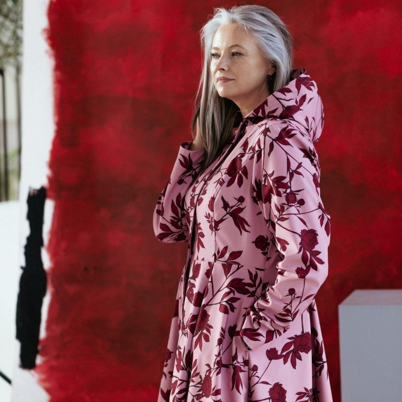 Waterproof Pink Coat With Flower Print: Peony Bloom | RainSisters 