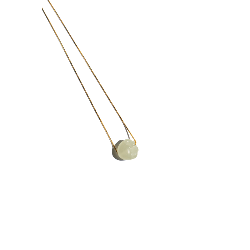 Thumbnail of Cat Paw Green Jade Necklace White image