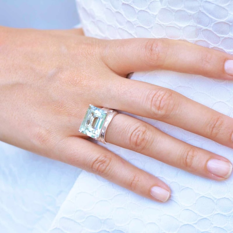 Thumbnail of Pietra Cocktail Ring Sterling Silver Green Amethyst image