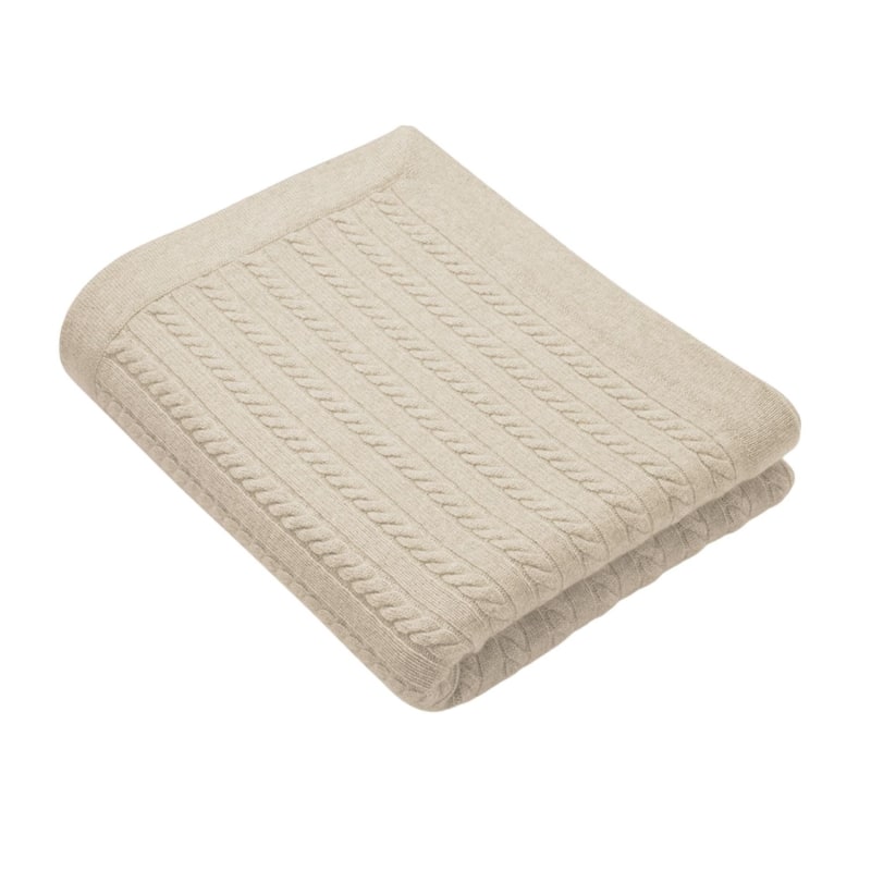 Thumbnail of The Cable Knit Cashmere Maxi Blanket — Natural Beige image