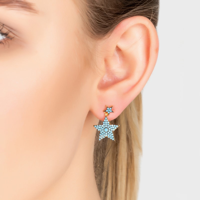 Thumbnail of Star Double Drop Earring Turquoise image