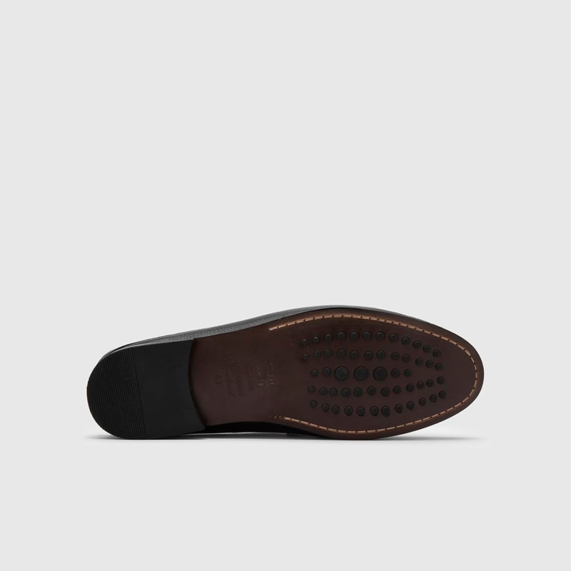 Thumbnail of Cohen Black Floater Leather Men's Slipper image