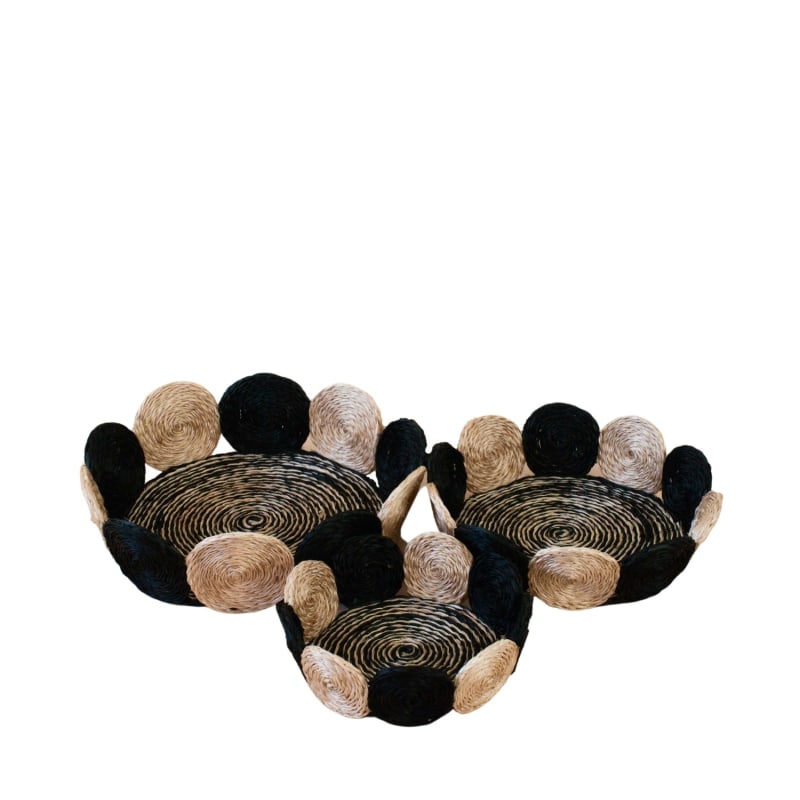 Thumbnail of Black And White Abaca Fruit Basket - Tabletop Basket Set Of Three image