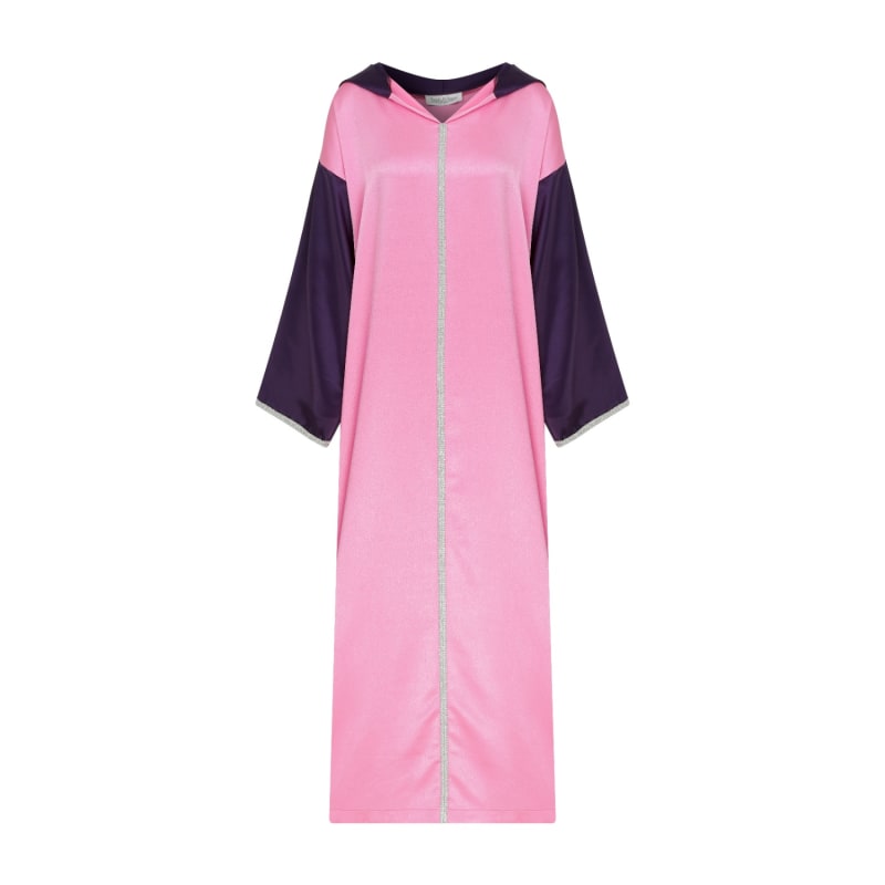 Thumbnail of Color Block Pink And Purple Kimono With Hoodie image