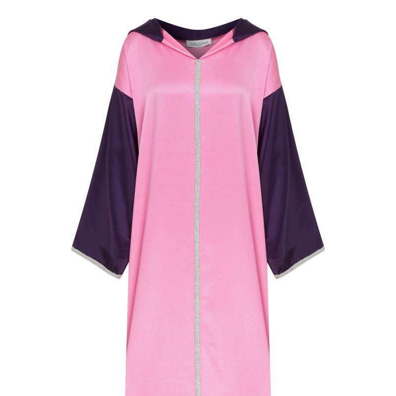 Thumbnail of Color Block Pink And Purple Kimono With Hoodie image