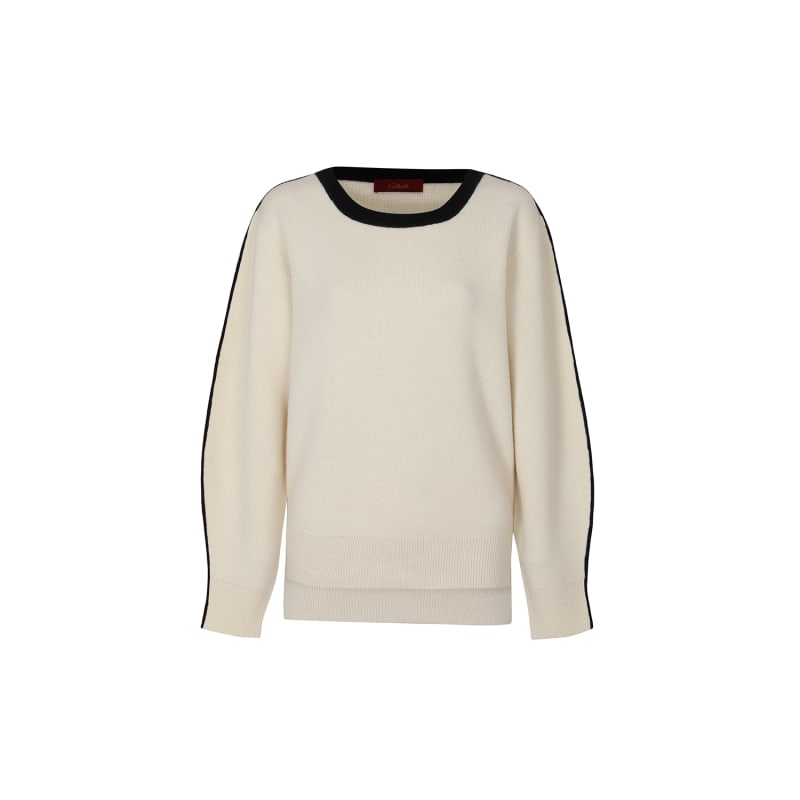 Color Line Square Neck Cashmere Sweater-Ivory by CALLAITE