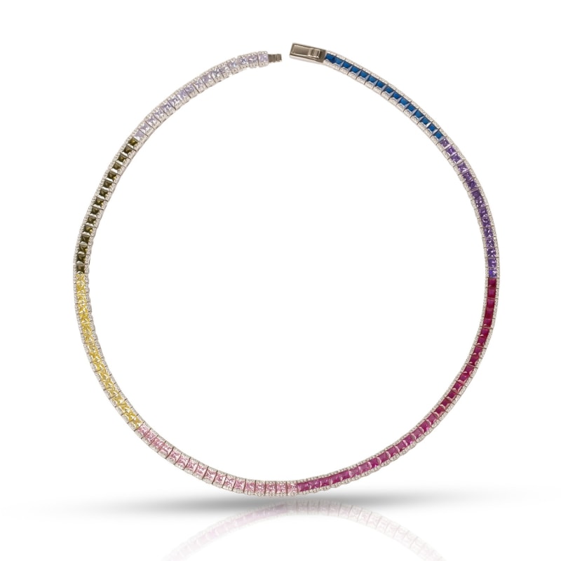 Thumbnail of Colorful Baguette Tennis Necklace image