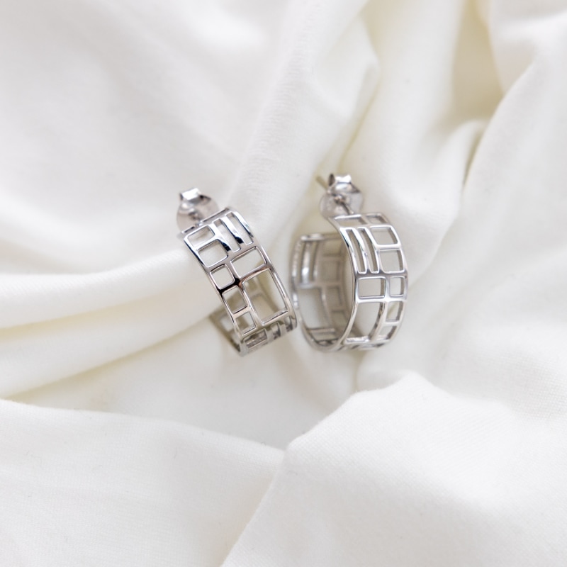 Thumbnail of Colosseo Mini Earrings - White Gold Vermeil image