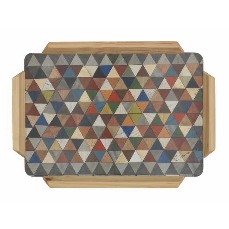 Thumbnail of Large Tray In Mosaic Design Harlequin Range. Solid Wood Handles. Melamine Heat Proof Surface. Made Individually In The Cotswolds England image