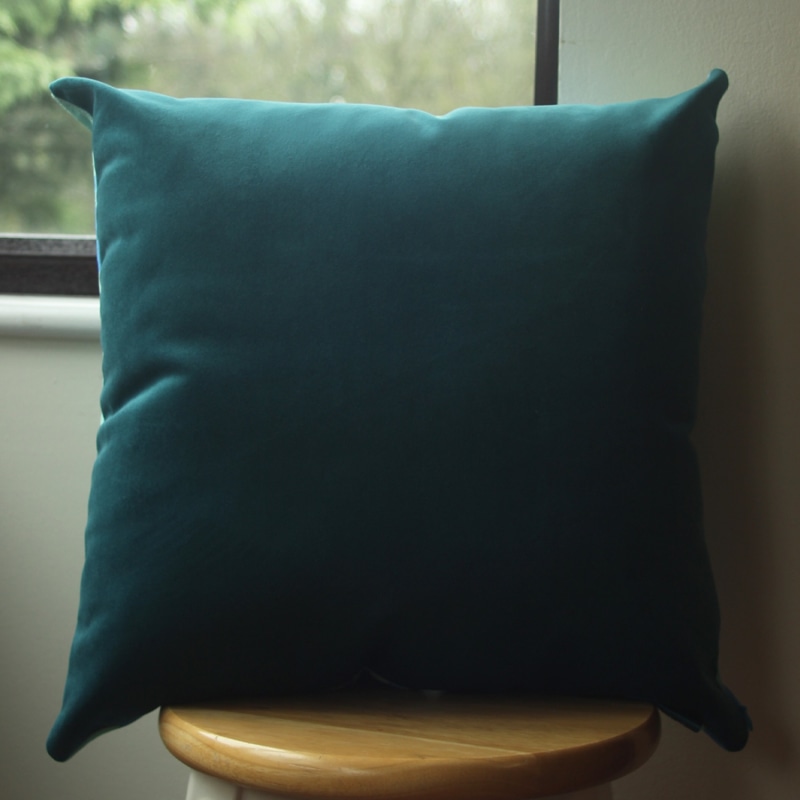 Thumbnail of Colourful Velvet Cushion - Groovy Blue & Ochre image