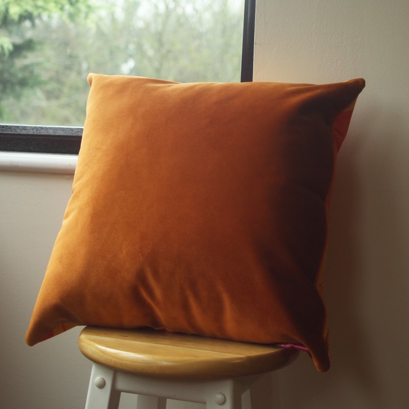 Thumbnail of Colourful Velvet Cushion - Orange Ripple image