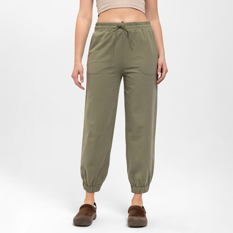 Thumbnail of Comfort Fit Pants With Pleated Ankles In Khaki image