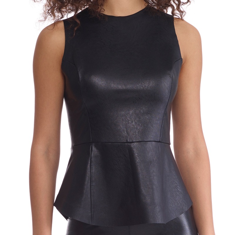 Commando Leather Peplum Shell Black by Commando