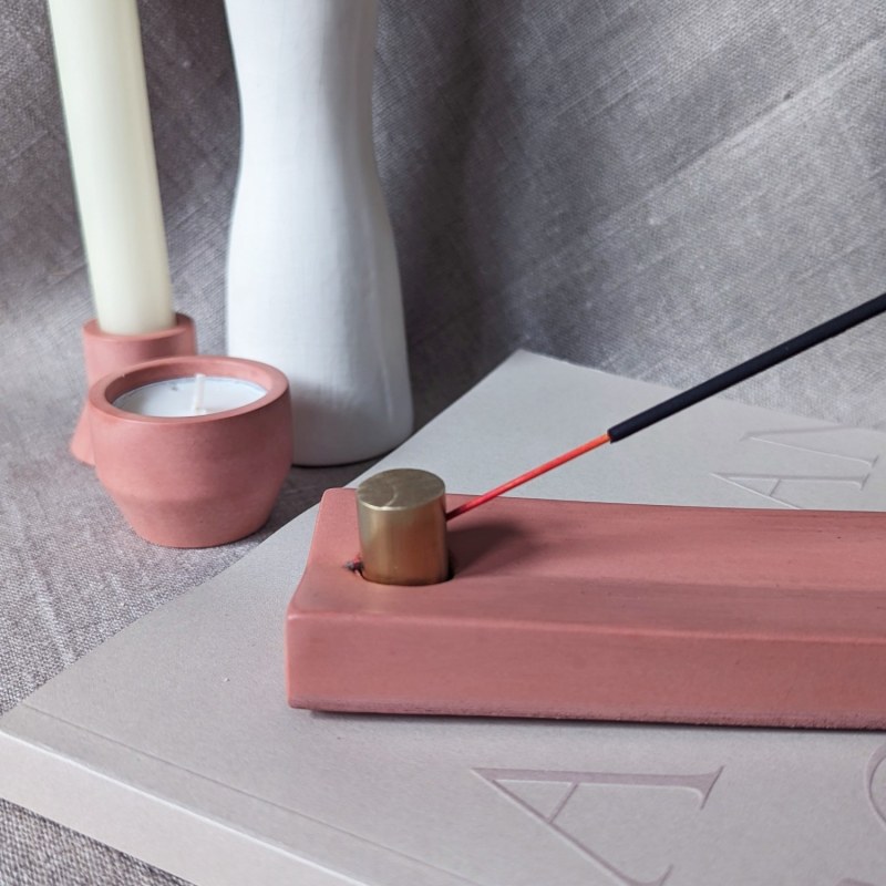 Thumbnail of Concrete Incense Burner And Incense Sticks Gift Set - Cinnamon Rose image