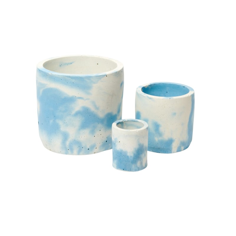 Thumbnail of Concrete Plant Pot Set - Blue And White image