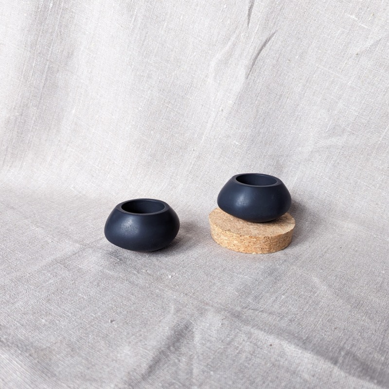 Thumbnail of Concrete Tealight Candle Holders And Beeswax Candles Gift Set - Onyx Black image