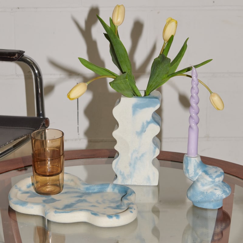 Thumbnail of Concrete Wiggle Vase - Blue And White image