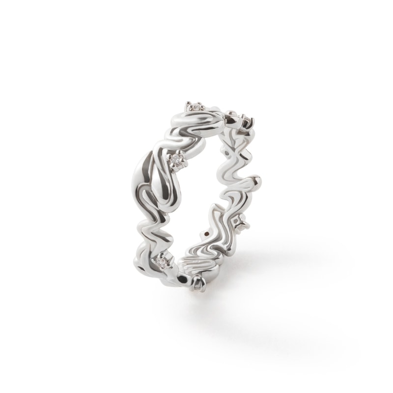 Thumbnail of Connection Wave Diamond Silver Ring image