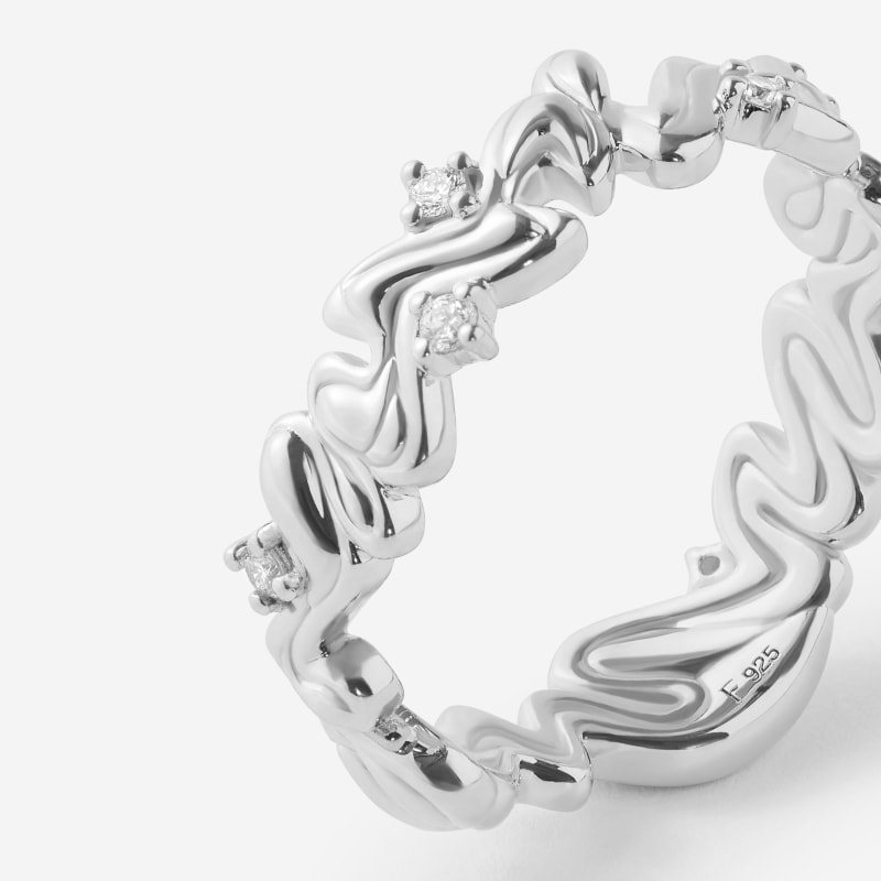 Thumbnail of Connection Wave Diamond Silver Ring image