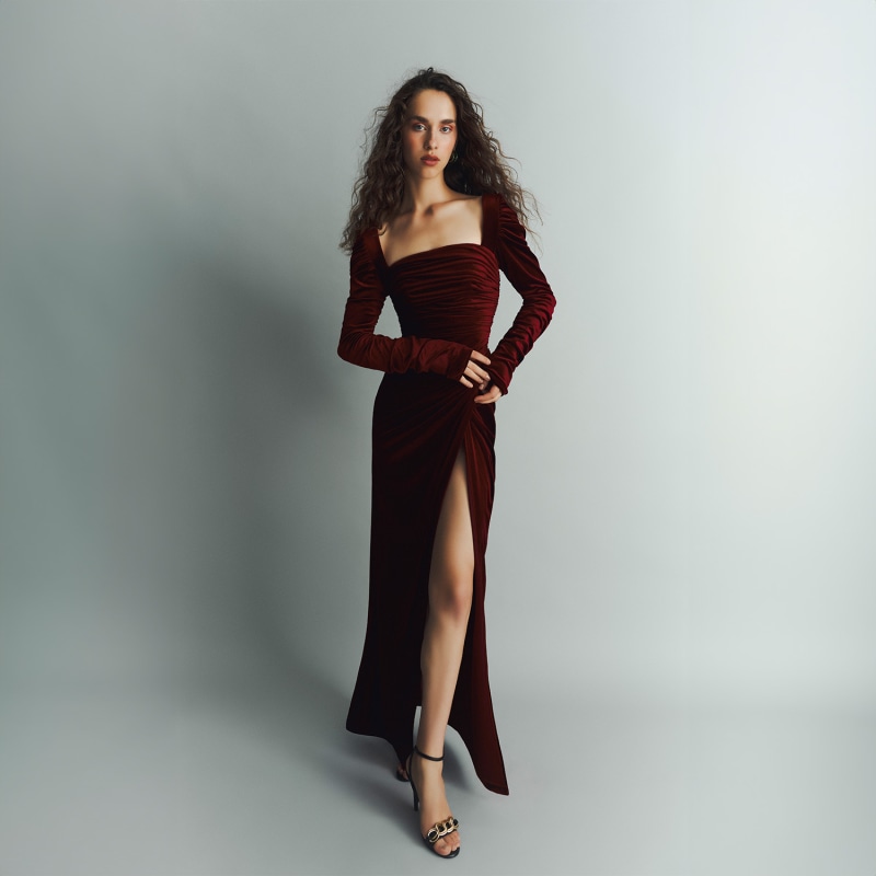 Thumbnail of Contessa Dress In Velvet Red image