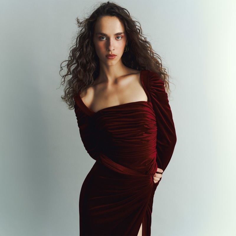 Thumbnail of Contessa Dress In Velvet Red image