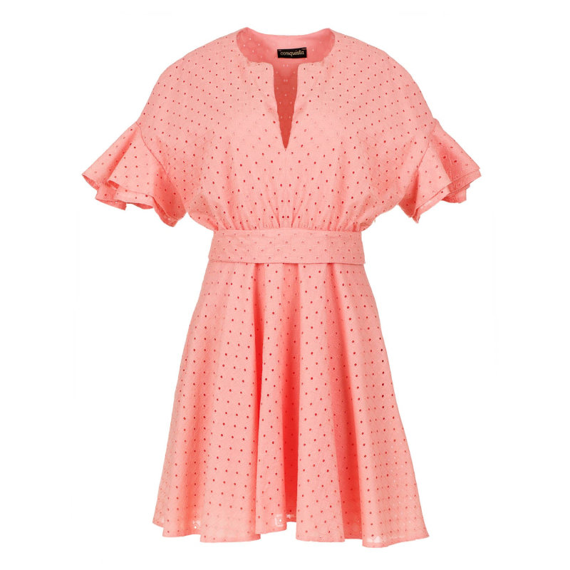 Coral discount embroidered dress