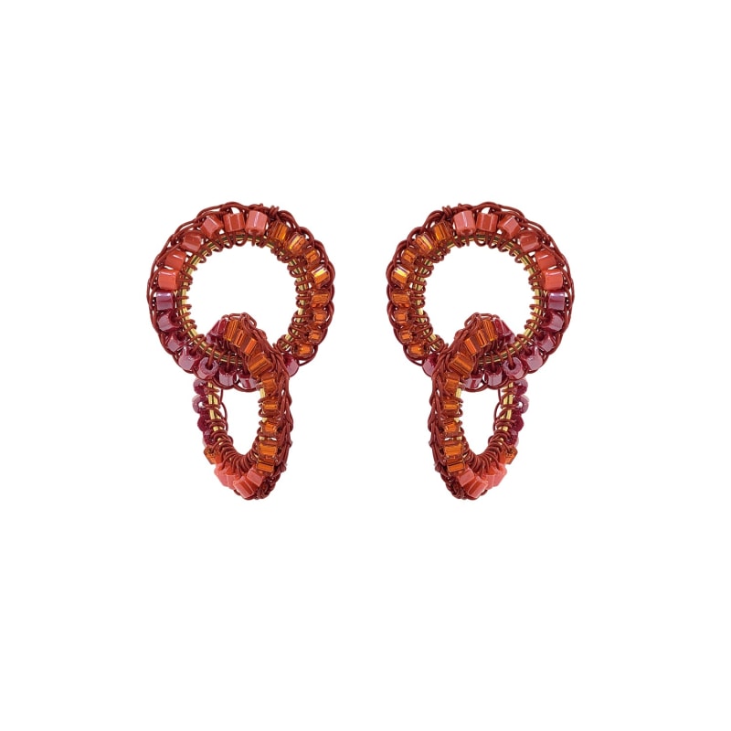 Thumbnail of Coral Red Mix Nova Handmade Crochet Earrings image