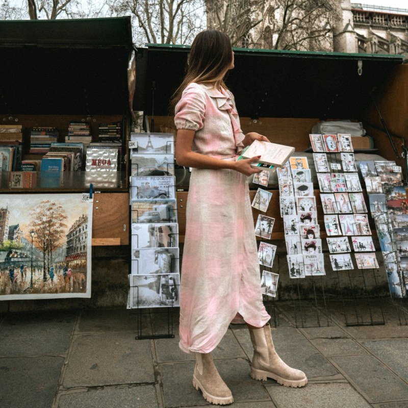 Thumbnail of Cornwall Zesty Rose Linen Wrap Dress Maxi image