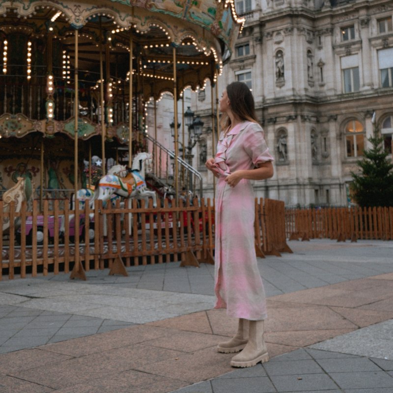 Thumbnail of Cornwall Zesty Rose Linen Wrap Dress Maxi image