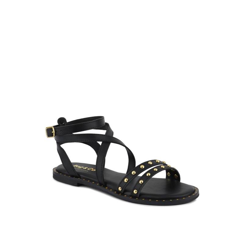 Black studded strappy sandals online