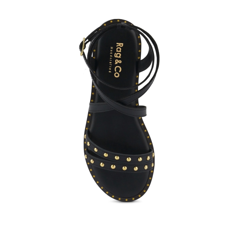 Thumbnail of Corriane Studs Embellishment Black Strappy Sandals image