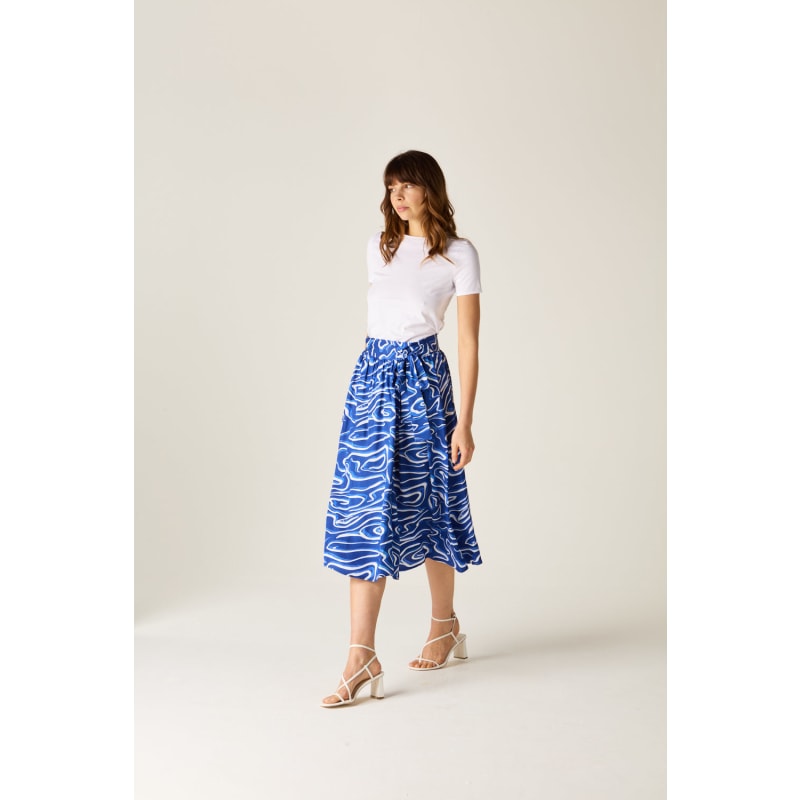 Thumbnail of Corrine Blue Wave Wrap Skirt image