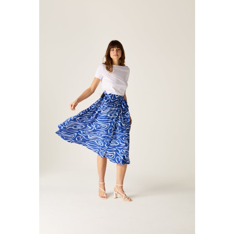 Thumbnail of Corrine Blue Wave Wrap Skirt image