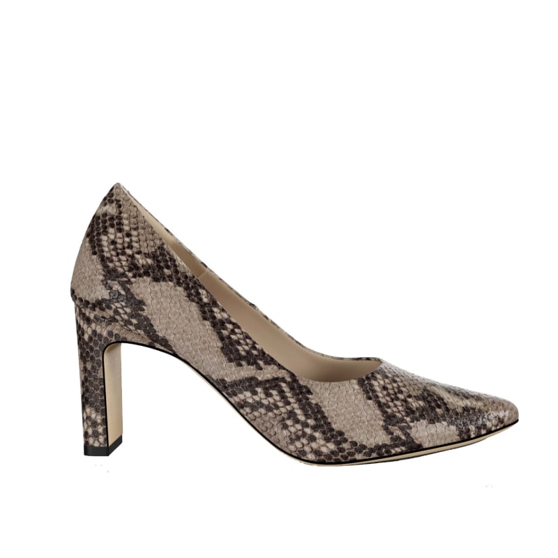 Cosmo Heels In Beige Snake Leather Each x Every Wolf Badger