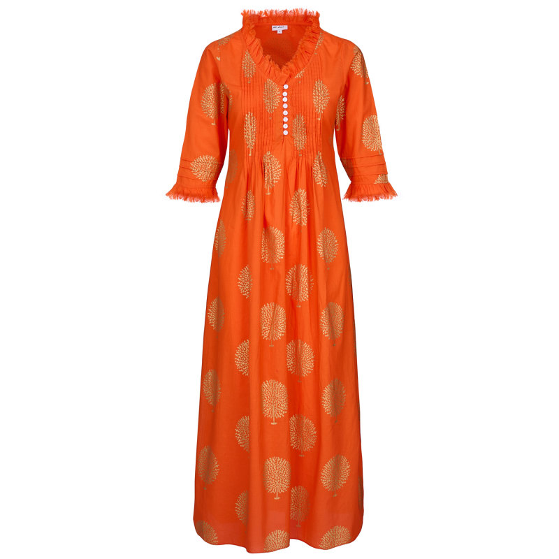 Thumbnail of Cotton Annabel Maxi Dress In Tangerine & Gold image