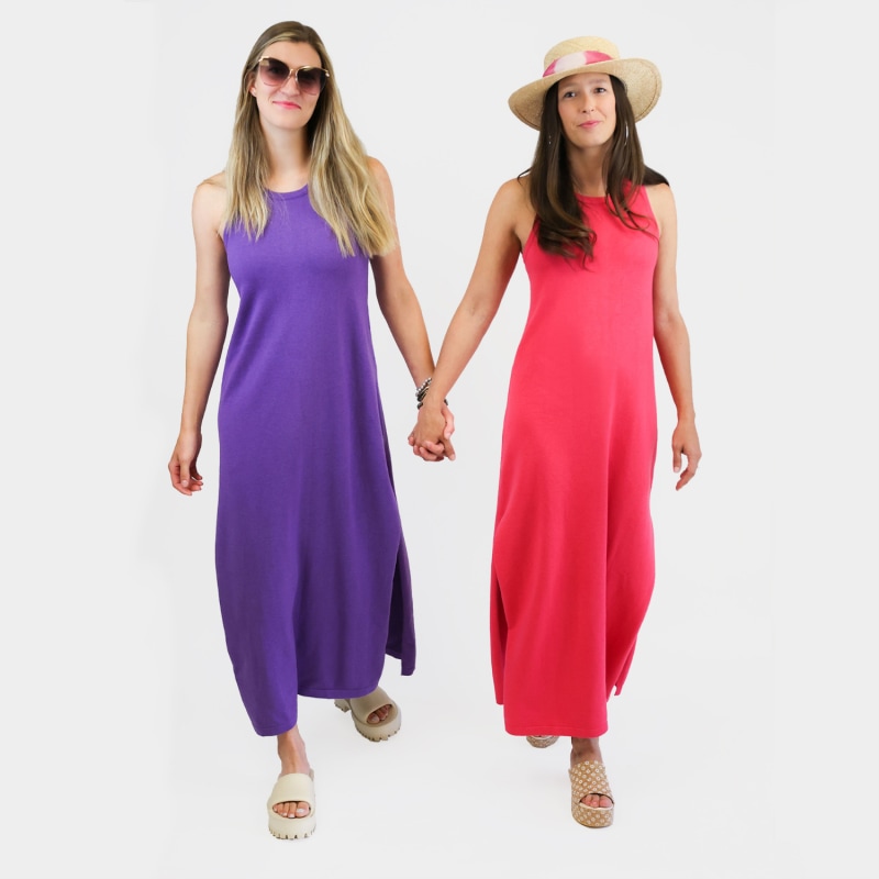 Thumbnail of Cotton Cashmere Maxi Dress With Side Slits - Pink & Purple image