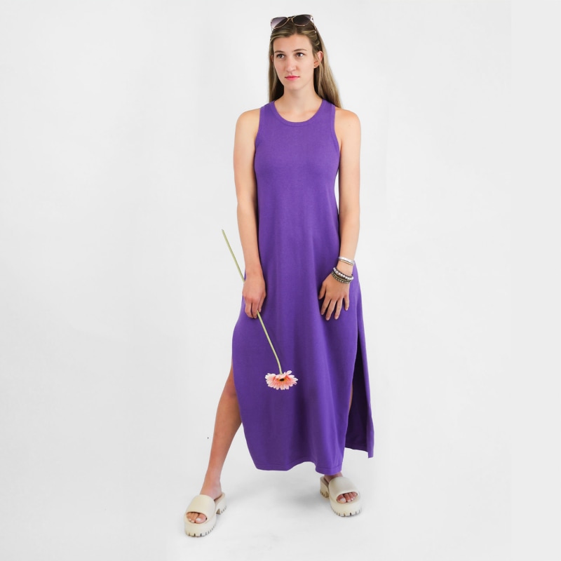 Thumbnail of Cotton Cashmere Maxi Dress With Side Slits - Pink & Purple image