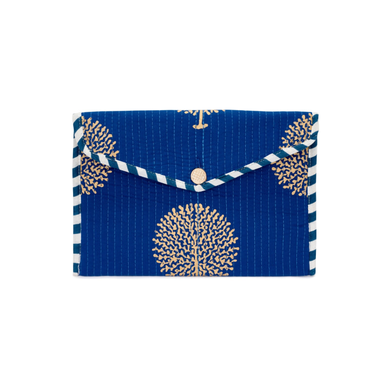 Thumbnail of Cotton Clutch Bag In Marrakesh Blue & Gold image