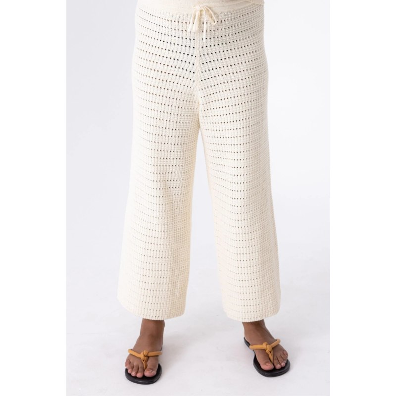 Thumbnail of Cotton Crochet Wide Leg Pants Cream image