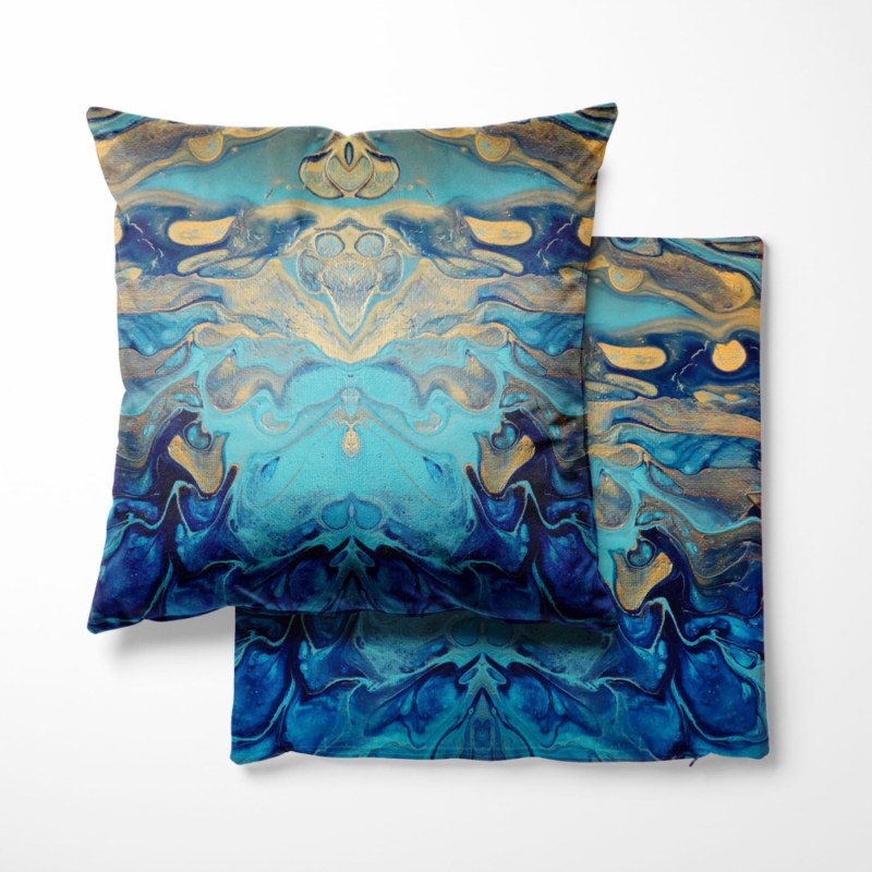 Thumbnail of Cotton Cushion With Blue Abstract Painting image