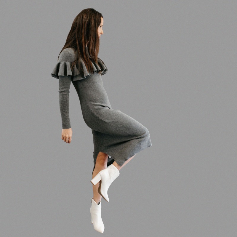 Thumbnail of Cotton Jersey Ruffle Dress — Gray image