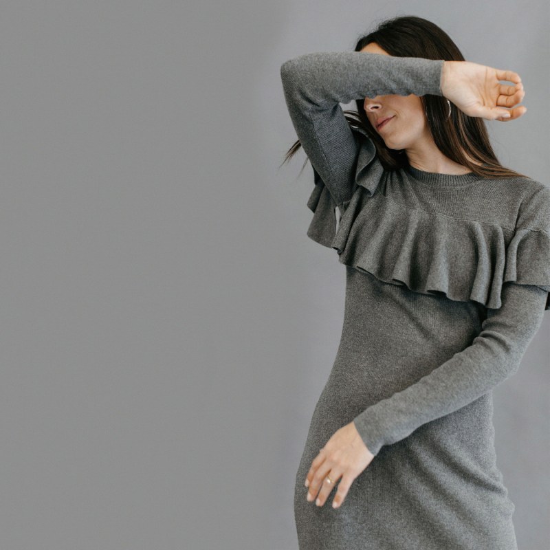 Thumbnail of Cotton Jersey Ruffle Dress — Gray image