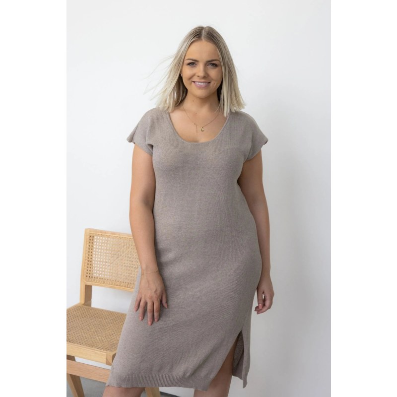 Thumbnail of Cotton Knitted Midi Dress Grey image