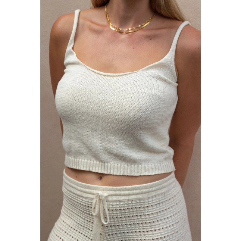 Thumbnail of Cotton Knitted Singlet Cream Top image