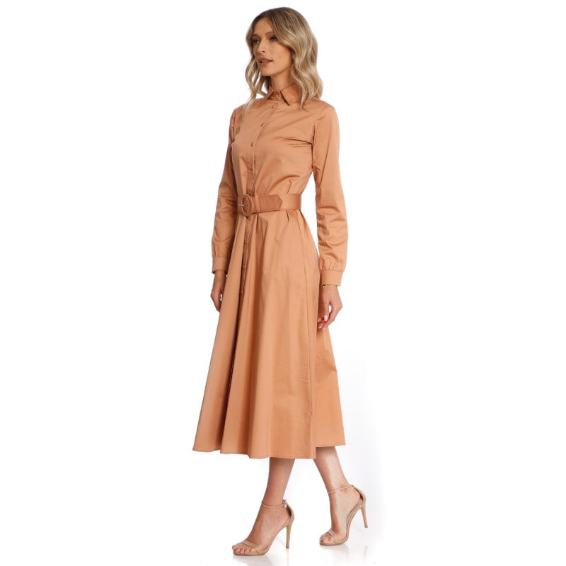 Thumbnail of Cotton Shirt Dress In Camel image