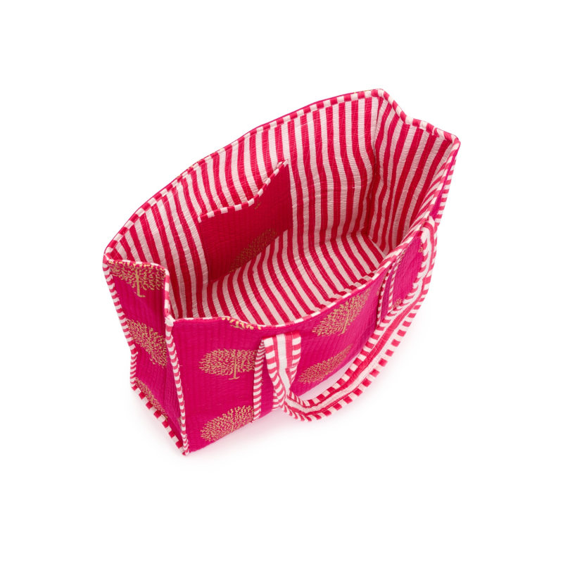 Thumbnail of Cotton Tote Bag In Fuschia & Gold image