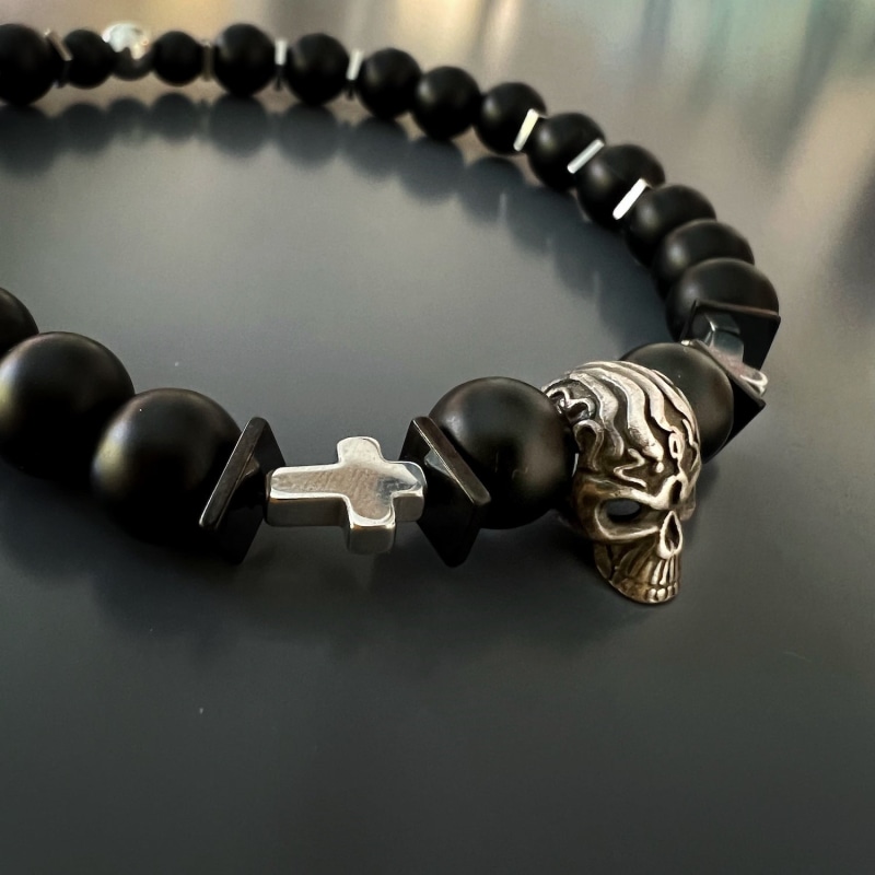 Skull onyx bracelet sale